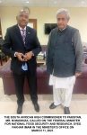 Pakistan asked to organise fairs in South Africa South African High Commissioner called on the Federal Minister for National Food Security