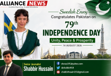 Swedish envoy congratulates Pakistan on 79th Independence Day