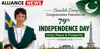 Swedish envoy congratulates Pakistan on 79th Independence Day